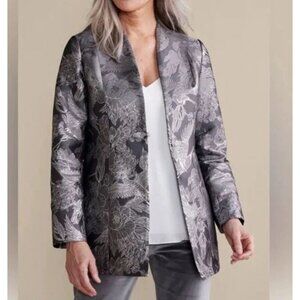 Soft Surroundings Womens Plus 3X Floral Metallic Lismore Jacquard Jacket Formal